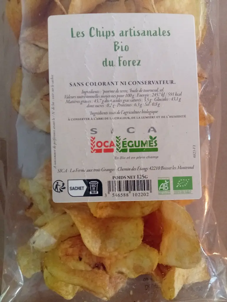 Chips artisanales pommes de terre bio 125g 